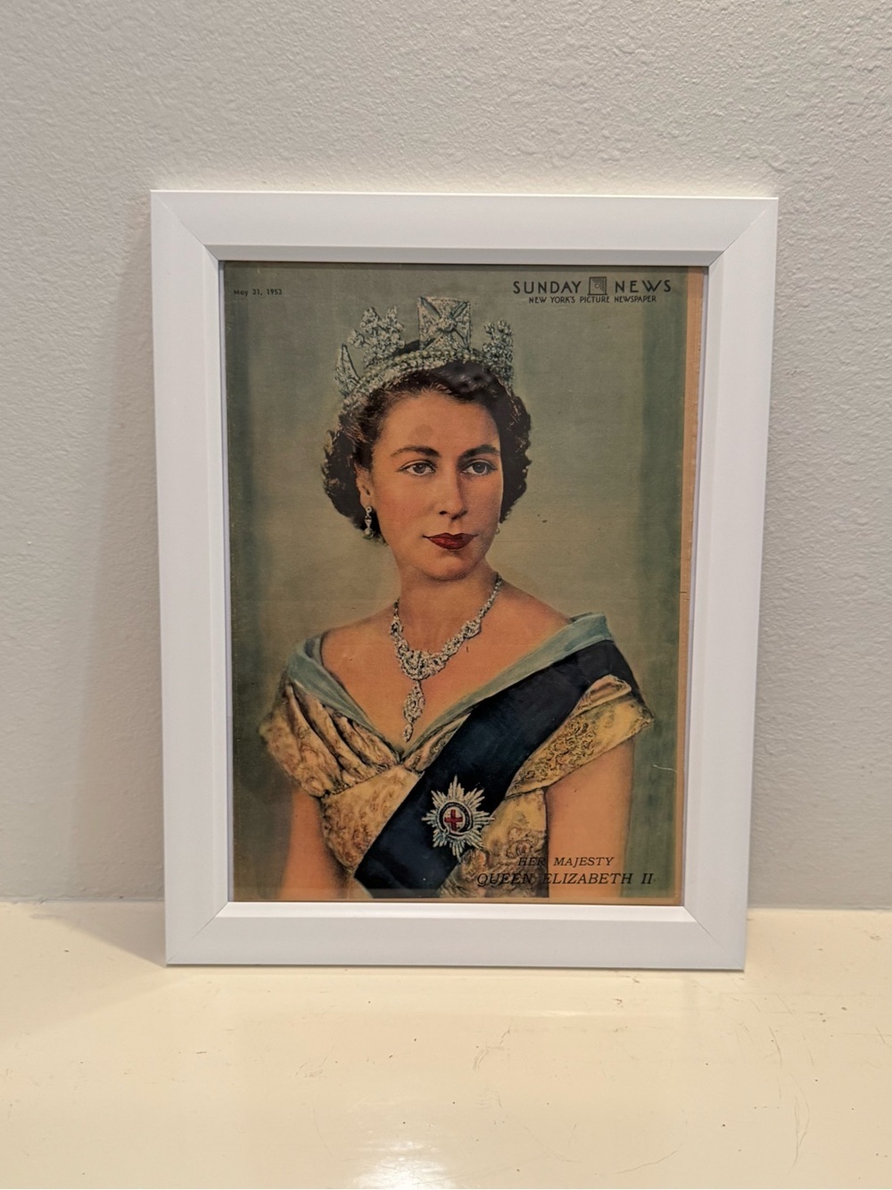 Framed Vintage 1953 Queen Elizabeth II Coronation Original Sunday News Newspaper